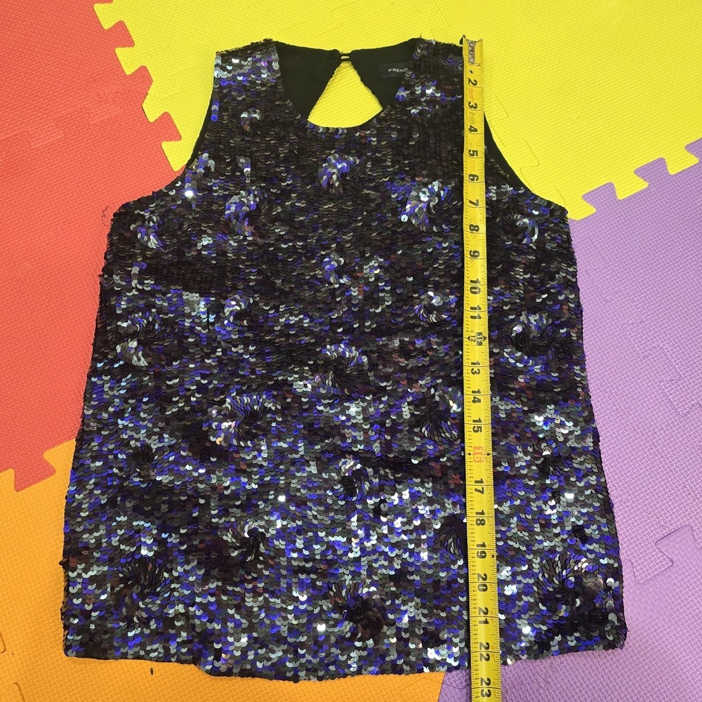 French Connection SequinSleeveless Top - Iridescent Purple/‎ Black - Size 2...